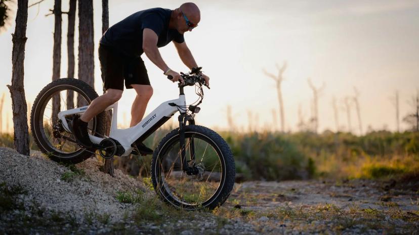 E Bike driving down mountain